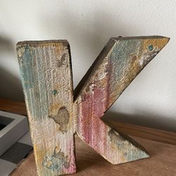Wooden letter K home accent