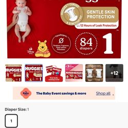 Size 1 Huggies Little Snugglers Diapers 84ct