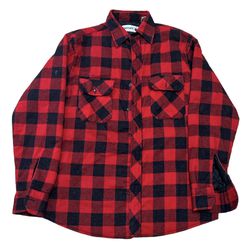 Vintage Outreach Men’s Red Black Pocketed Plaid Button Up LongSleeve Shirt SizeM