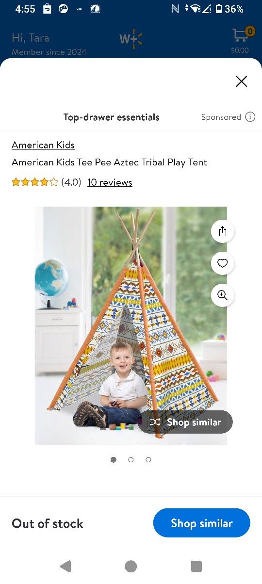 Kids Play Canvas Tee Pee Still Available 4/29/25