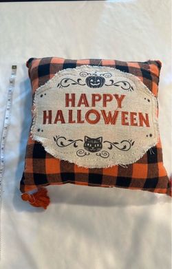 Happy Halloween Buffalo Plaid Decorative Pillow