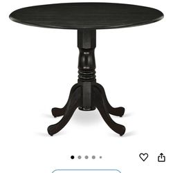 Solid Wood Black Round Dining table with drop leaves