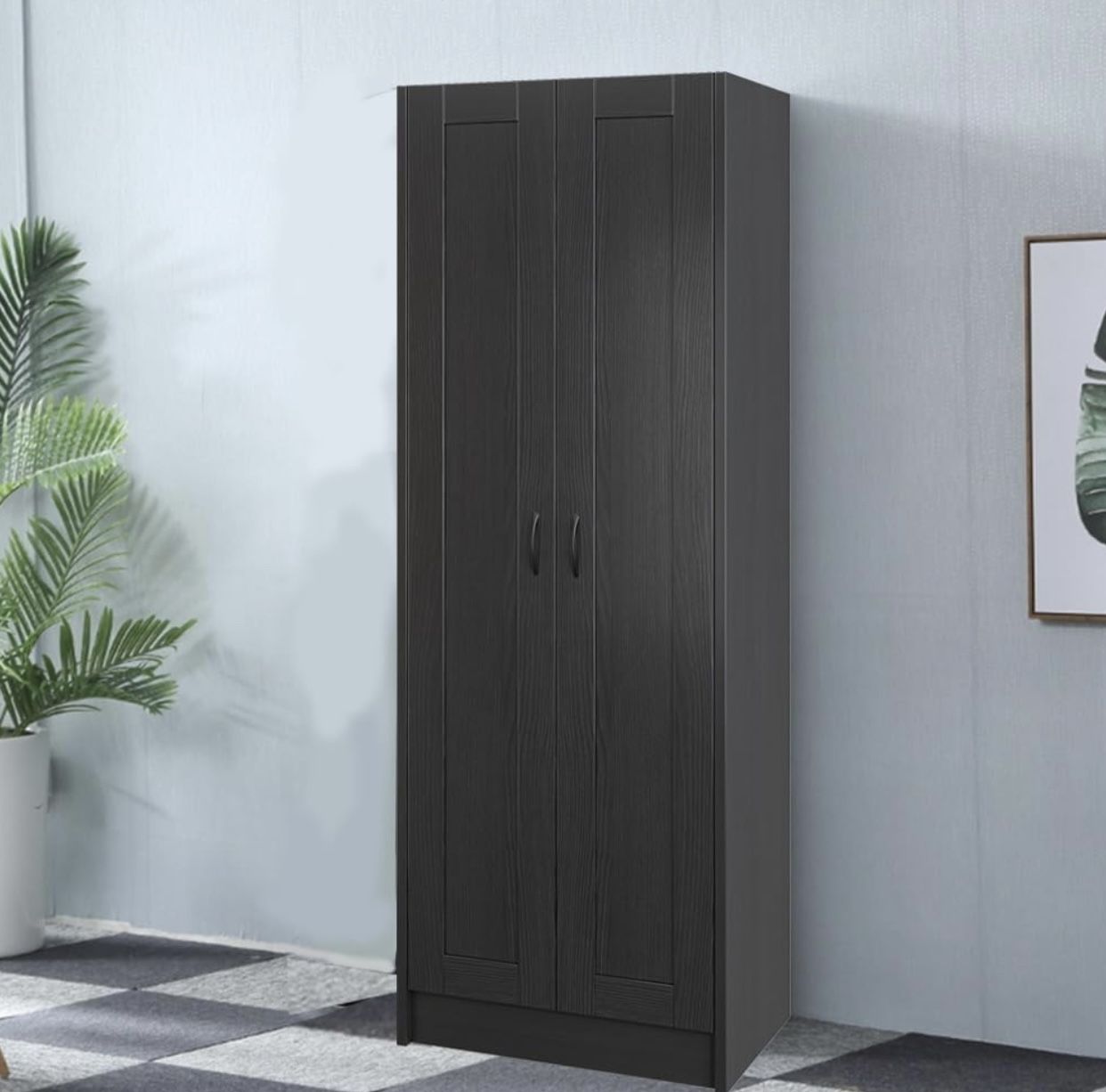 Wooden Storage Cabinet, Tall Pantry Cabinets with Doors and Shelves Free Standing Narrow Storage Cabinet