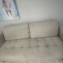 Modern Grey Sofa Couch for Living Room, Mid Century Upholstered 3 Seat Fabric Sofa