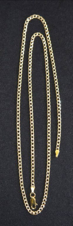 2 Tone Diamond Cut Cuban Curb Link Chain 3.5MM