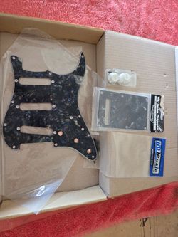 Strat Pickguard and Back Plate- shielded, has knobs, screws