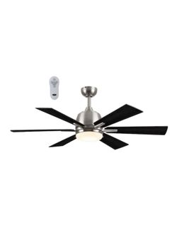 HARBOR BREEZE Bradbury 48-in Brushed Nickel LED Indoor Downrod or Flush Mount Ceiling Fan with Light Remote (6-Blade)