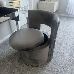 Gray Velvet 360° Swivel Button Tufted Barrel Chair with Storage $110 (OBO)