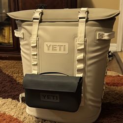 Used Once Yeti M20 Backpack Soft Cooler plus Waterproof Additional Bag