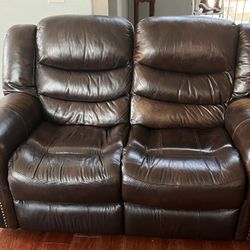 Leather Double Recliner Loveseat 