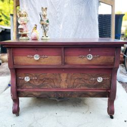 Refinished antique Bombe Dresser – Rustic Charm Meets Elegance!