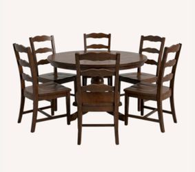 Round Wood Dining Table with 6 Chairs