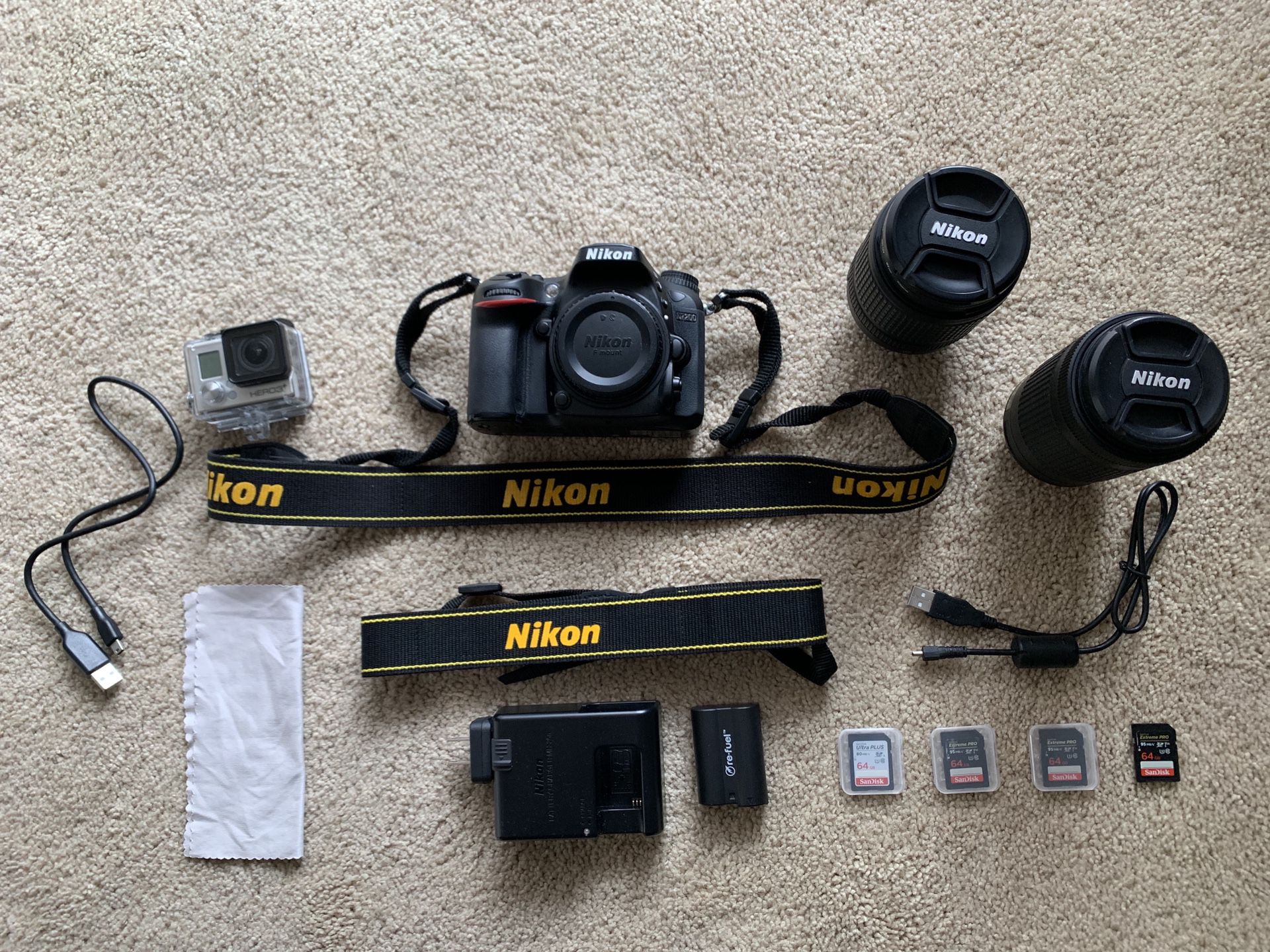 Nikon d7200 camera, GoPro Hero3, Camera Backpack Bundle