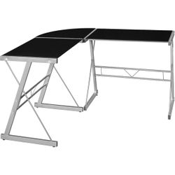 Home Corner Desk, 60 inch, Black Glass