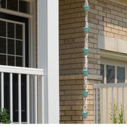 11ft Copper Rain Chains for Outside, 12 Cups Rain Catcher Chain Replacement Downspout for Gutters, Adjustable Length