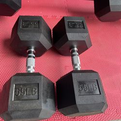 New pair of 55lb rubber dumbbells $110