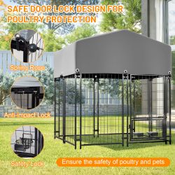 Outdoor Dog Kennel 4.23'x3.83'x4.83' with Roof, Heavy Duty Welded Wire Crate, All-Weather Protection & Safe Lock Design for Dogs and Pets