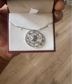 Zales Silver Diamond Compass