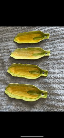 Ceramic Corn on the Cob Dishes Set of 4