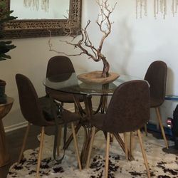 Vintage Rattan Glass Top Table