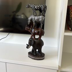 Stacked Safari animal Wood Sculpture Art Piece