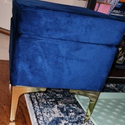 Blue Velvet Ottoman 