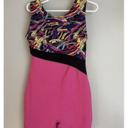 Freestyle By Danskin Girls Gymnastic Dance Biketard Romper Bright Colorful M 7/8