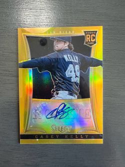 2013 Panini Select Casey Kelly Gold Prizm Rookie Autograph RC #224 — Serial Numbered 08/25