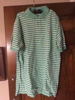 Men’s Large Green Striped Ralph Lauren Polo Shirt