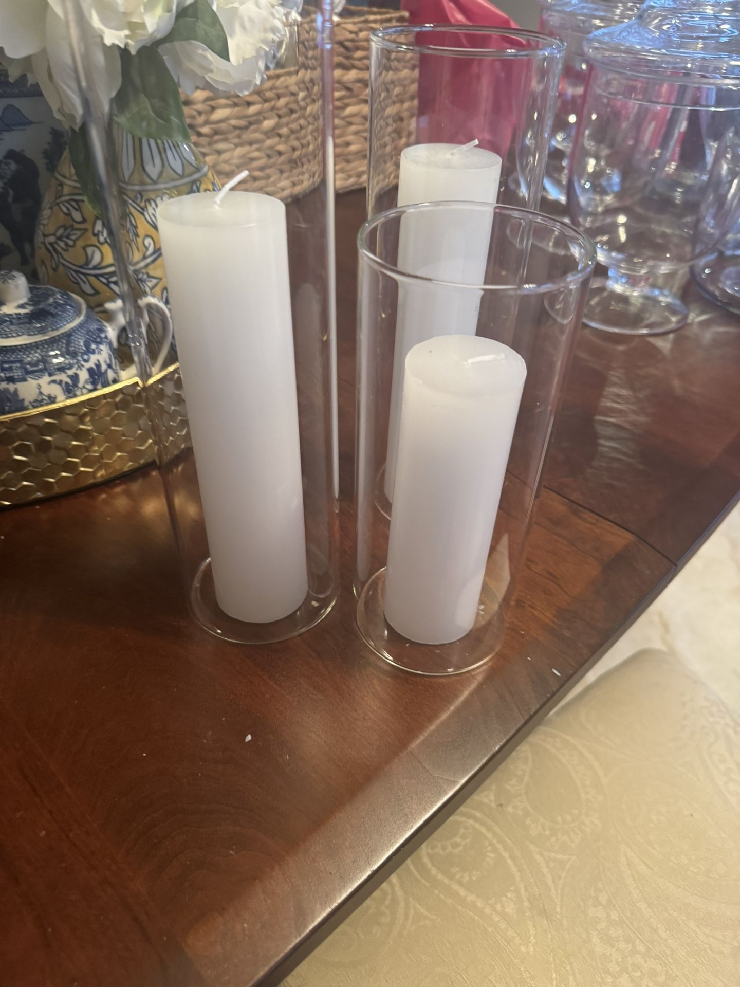 Glass Vases 3 Sizes With Square Mirrors For Centerpiece 