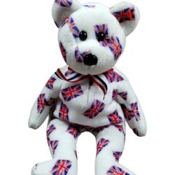 Ty Beanie Jack the white bear with british flags all over him