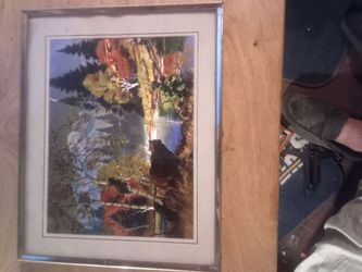Vintage landscape art print.