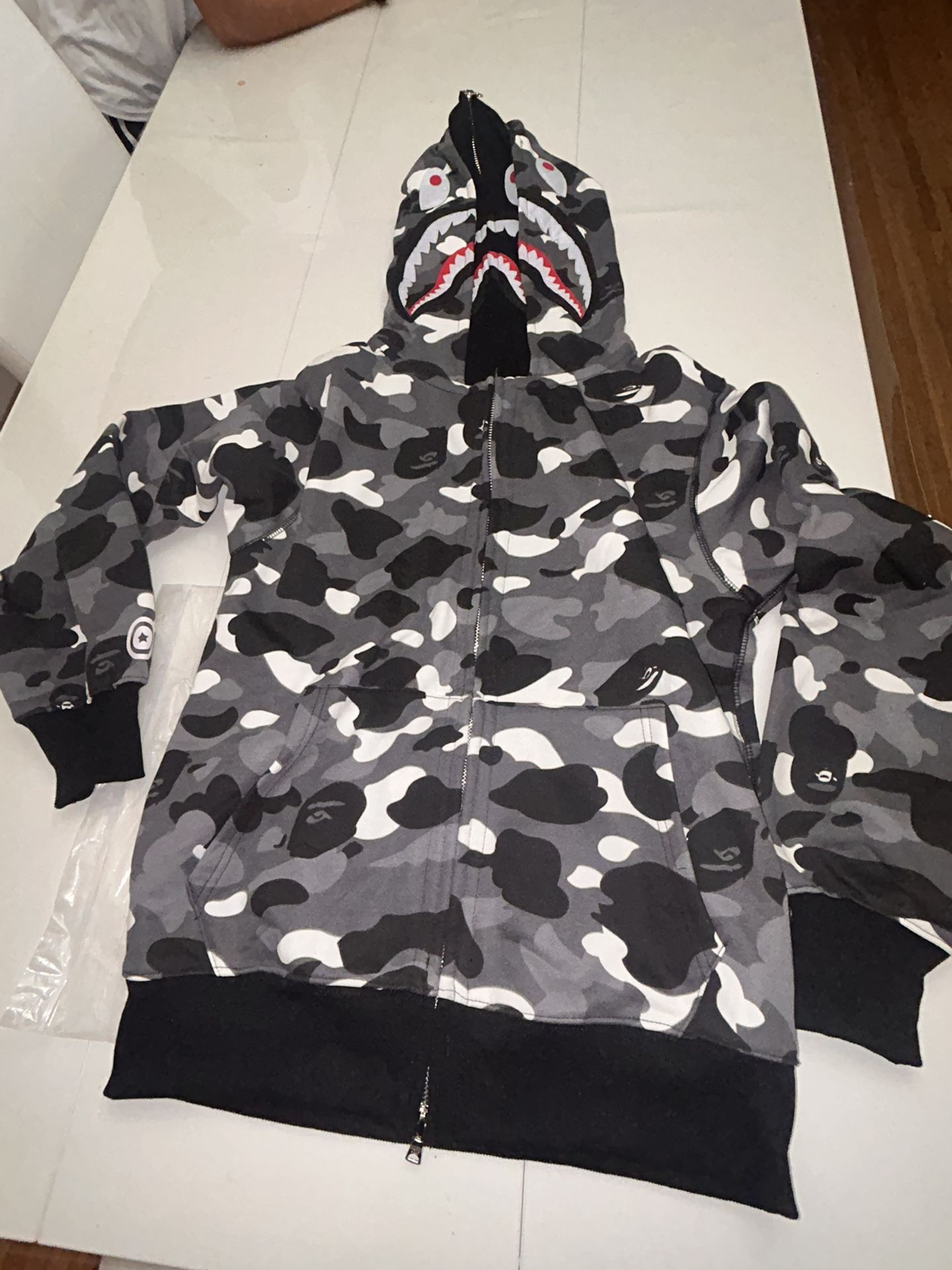 A Bathing Ape (BAPE) Shark Full Zip Hoodie – Black Camo