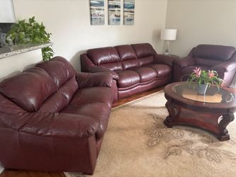 3 piece set of couches, leather