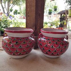 TALAVERA Red Design Clay Pots, Planters. Plants. $45 Cada Una