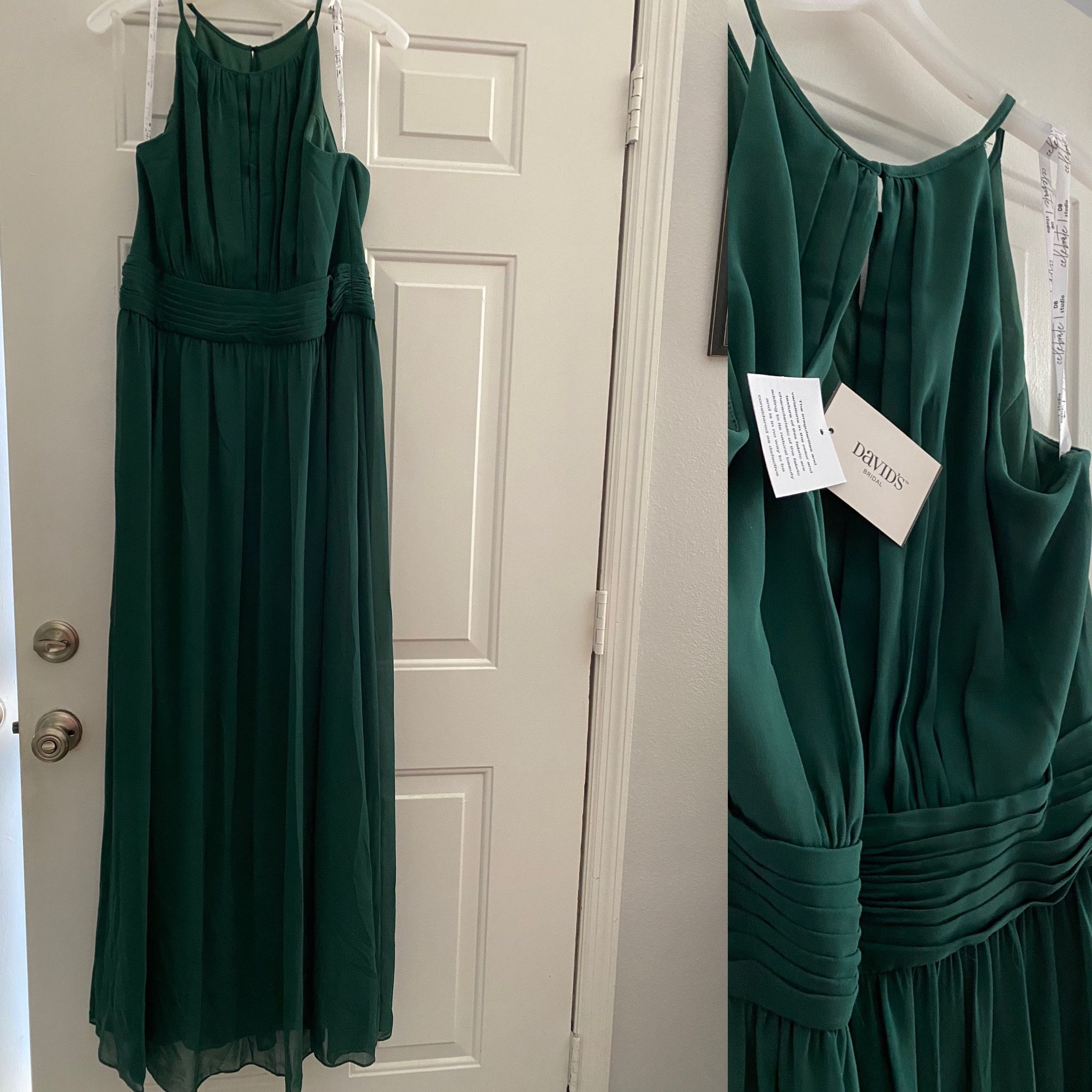 David's Bridal Juniper Green Holiday Dress Long Sz14 New David's Bridal Juniper Green Holiday Dress Long Sz14 New