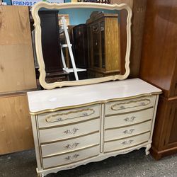 Vintage French Provincial 8 Drawer Dresser w/ Vanity Mirror