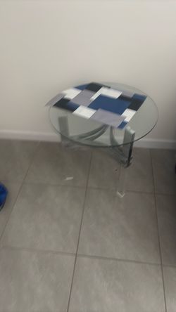 Round Glass Top Side Table with Chrome Legs, 3 Piece living room set