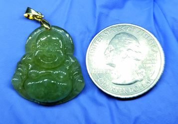 Burmese icy type A jadeite jade pendant lucky happy Buddha.