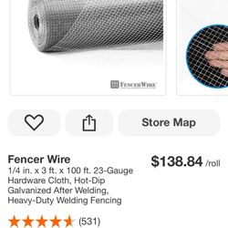 Fencer Wire 1/4 in. x 3 ft. x 100 ft. 23-Gauge Hardware Cloth, Hot-Dip Galvanized After Welding, Heavy-Duty Welding Fencing