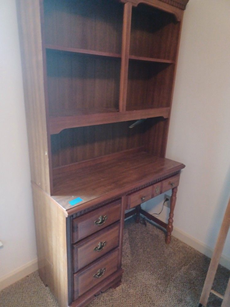 Solid Wood Desk With Storage Hutch