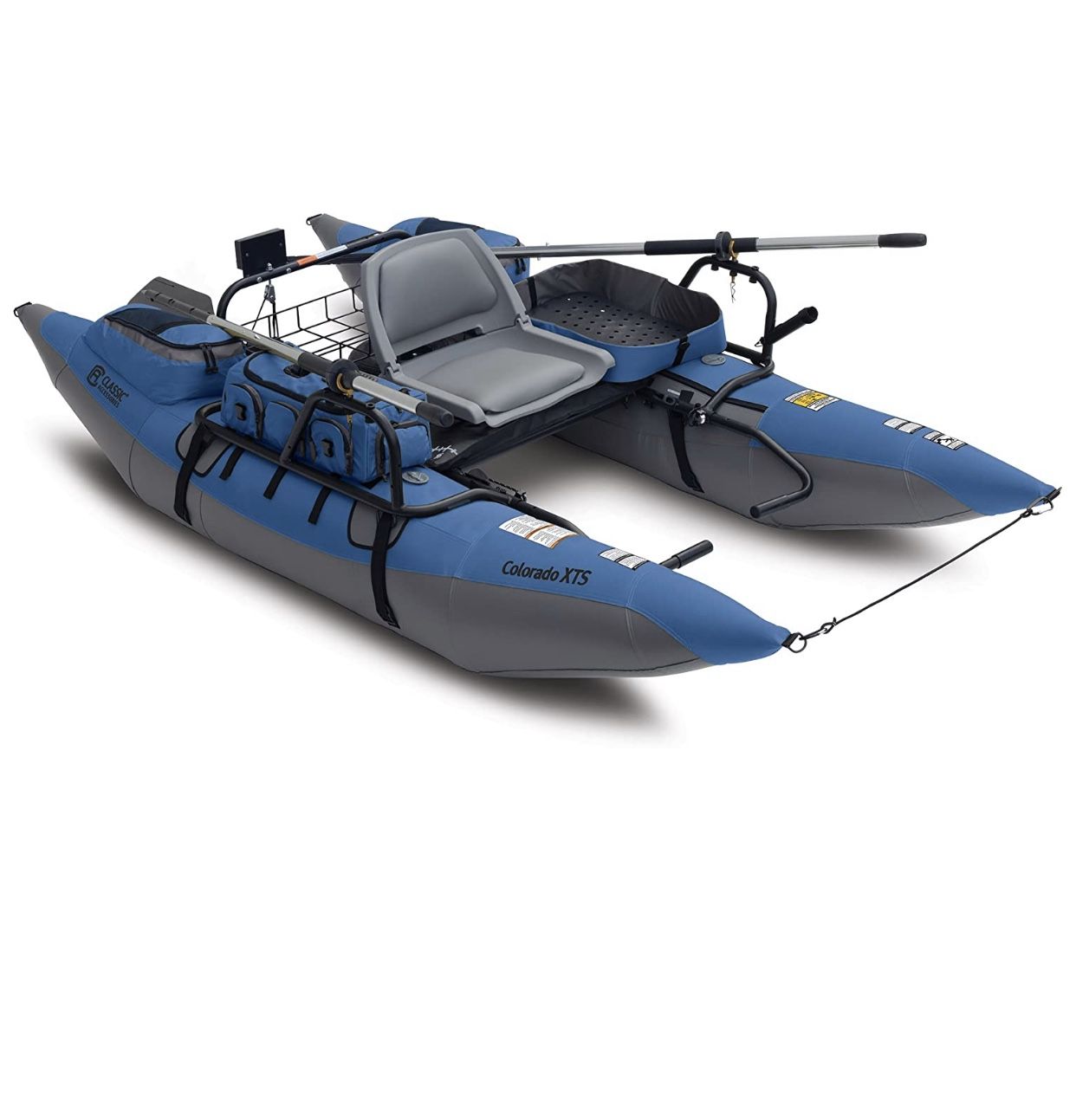 Classic Accessories Colorado XTS Inflatable Fishing Pontoon Boat With Transport Wheel, Motor Mount & Swivel Seat