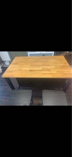 Wood Kitchen Island with metal Shelves