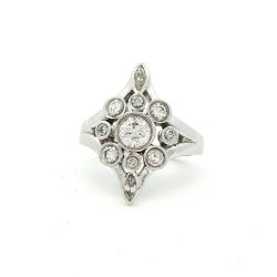 Ladies 1 1/2ctw Diamond 14k White Gold Cocktail Ring Size 6.5 11056167 