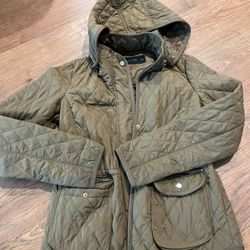 Zara women quilted olive jacket size S