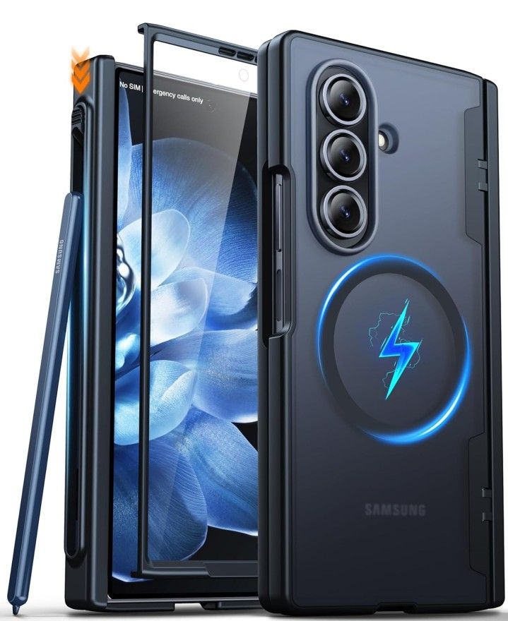 Magnetic for Samsung Galaxy Z Fold 7 Case Built in Screen Protector Translucent
