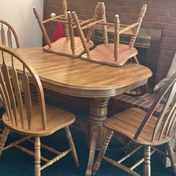 Solid Oak, Expandable, Dining Table And Chairs