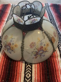 Vintage Slag Glass Swag Light Fixture 