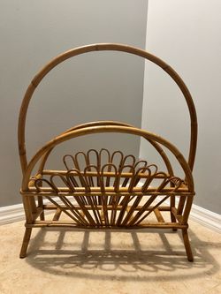 Vintage rattan Frank Albini magazine rack holder