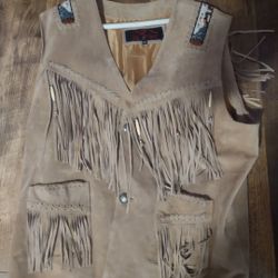 Leather Vest With Bead Work 
